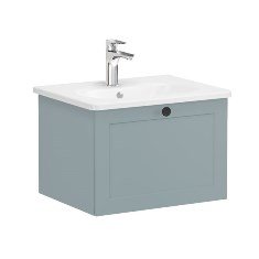 Vitra Root Classic 68781 Lavabo Dolabı, Tek Çekmeceli, 60 Cm, Mat Fiyord Yeşili, Yuvarlak Lavabolu